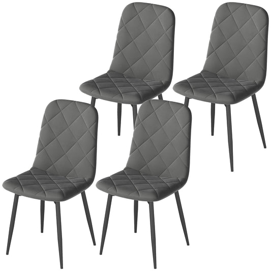 Dining Chairs Set of 4, Upholstered Dining Room Chairs with Steel Legs, Modern Kitchen Chair for Dining Room, Grey