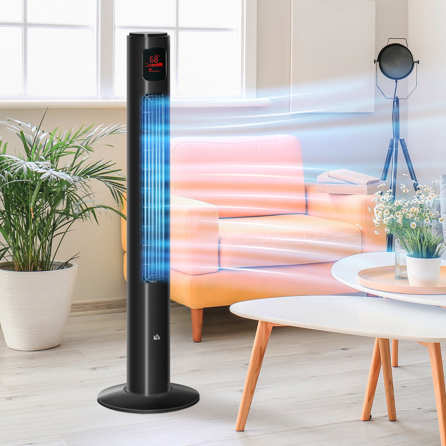 Freestanding Tower Fan Cooling for Home Bedroom with Oscillating, 3 Speed, 12h Timer, LED Sensor Panel, Remote Controlle