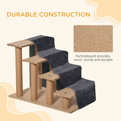 4-Step Dog Ramp for Sofa, Bed, and Couch, with Removable Cover, Dark Grey