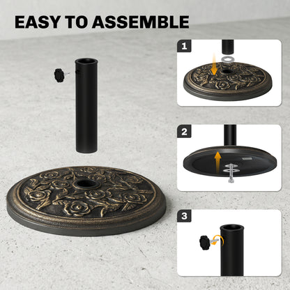 20 lbs Resin Round Patio Umbrella Base 18" Outdoor Decorative Cast Stone Parasol Stand Market Garden Umbrella Holder, Br