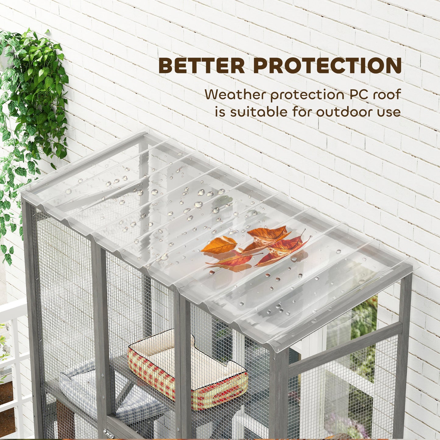 Large Outdoor Catio with 6 Jumping Platforms, Scratching Post, 2 Ramps, Waterproof Roof, Grey