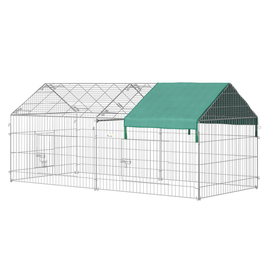 Pet Playpen with Roof, Metal Guinea Pig Cage, Rabbit Pen, Chicken Coop Run, Catio Cat Enclosure with Cover, Doors, Indoo
