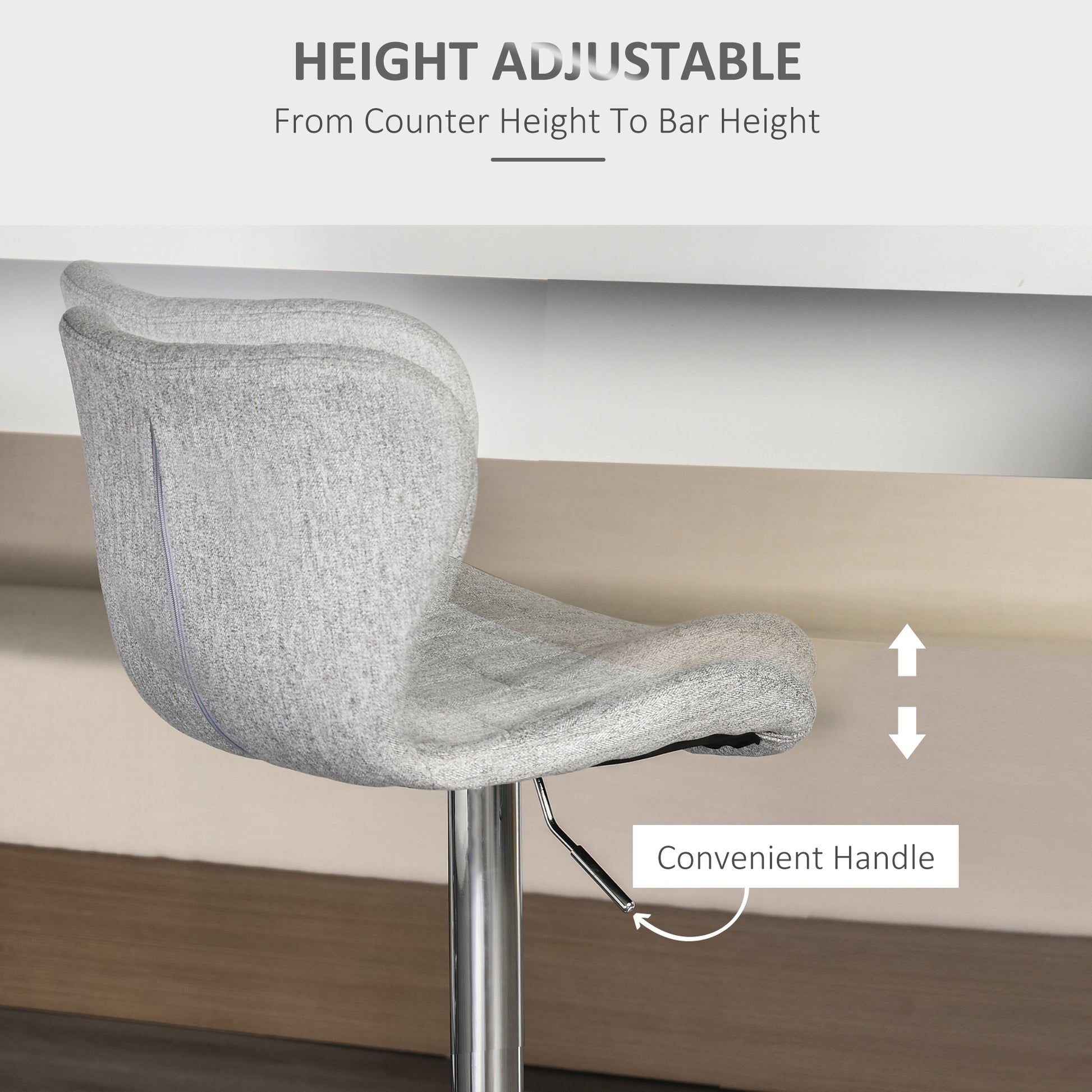 Set of 2 Counter Height Bar Stools Swivel Stool Height Adjustable Bar Chairs with Footrest for Kitchen Dining Home Pub, 