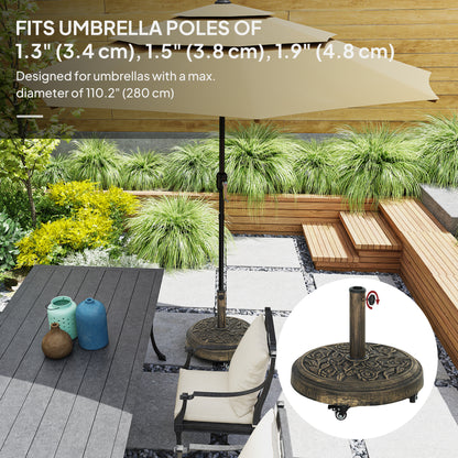 46 lbs Resin Round Patio Umbrella Base, Umbrella Stand with Wheels, Outdoor Umbrella Stand for 1.3"/1.5"/1.9" Umbrella P