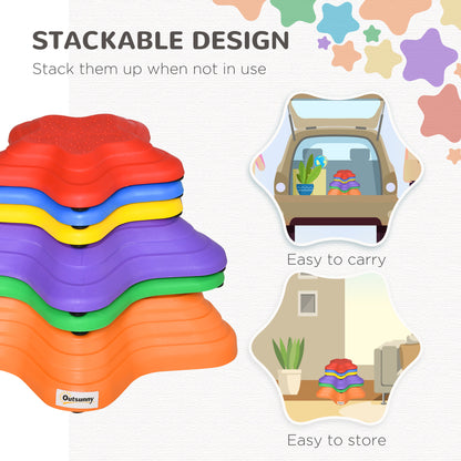 6PCs Larger Size Balance Stepping Stones for Kids with Non-slip Bottom, Stackable Obstacle Course Outdoor Indoor,  Play 