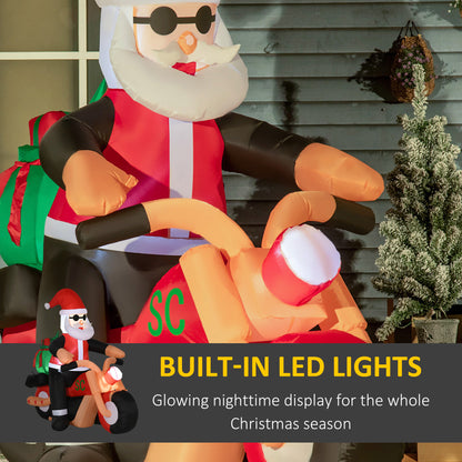 5.5' H Christmas Holiday Yard Inflatable Outdoor, Light Up LED Decoration, Santa Claus Riding a Motorcycle
