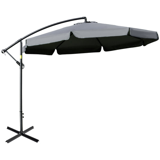 11FT Offset Hanging Patio Umbrella Cantilever Umbrella with Easy Tilt Adjustment, Cross Base and 8 Ribs for Backyard, Po