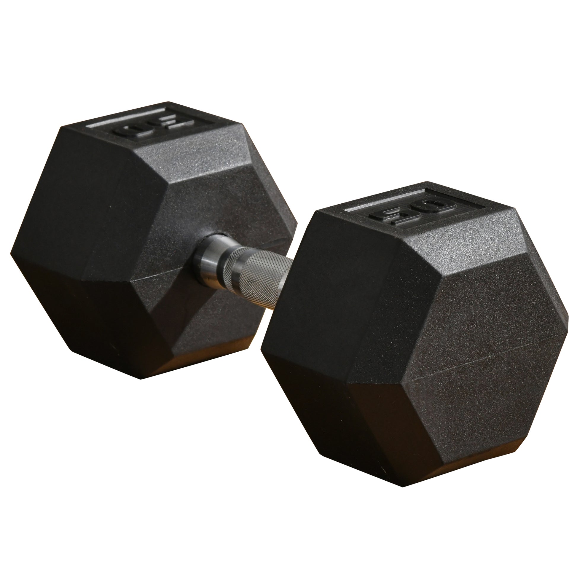 Soozier 50lbs Rubber Hex Dumbbell, Weight Dumbbell Hand Weight Barbell for Body Fitness Training for Home Office Gym, Bl