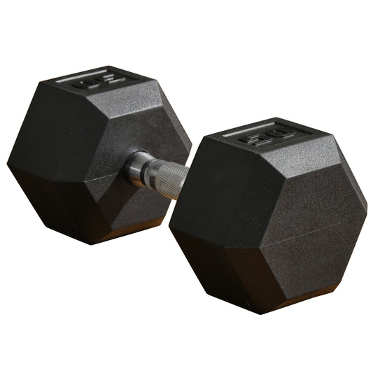 Soozier 50lbs Rubber Hex Dumbbell, Weight Dumbbell Hand Weight Barbell for Body Fitness Training for Home Office Gym, Bl