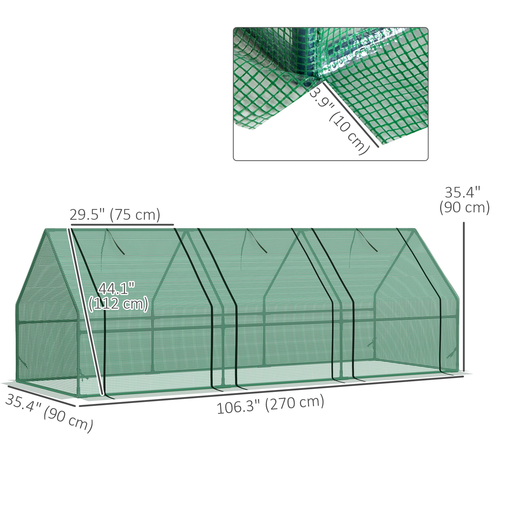 9' x 3' x 3' Portable Mini Greenhouse Tunnel Growing Tent Plants Flower Warm House w/ Zippered Roll-up Doors, PE Cover, 
