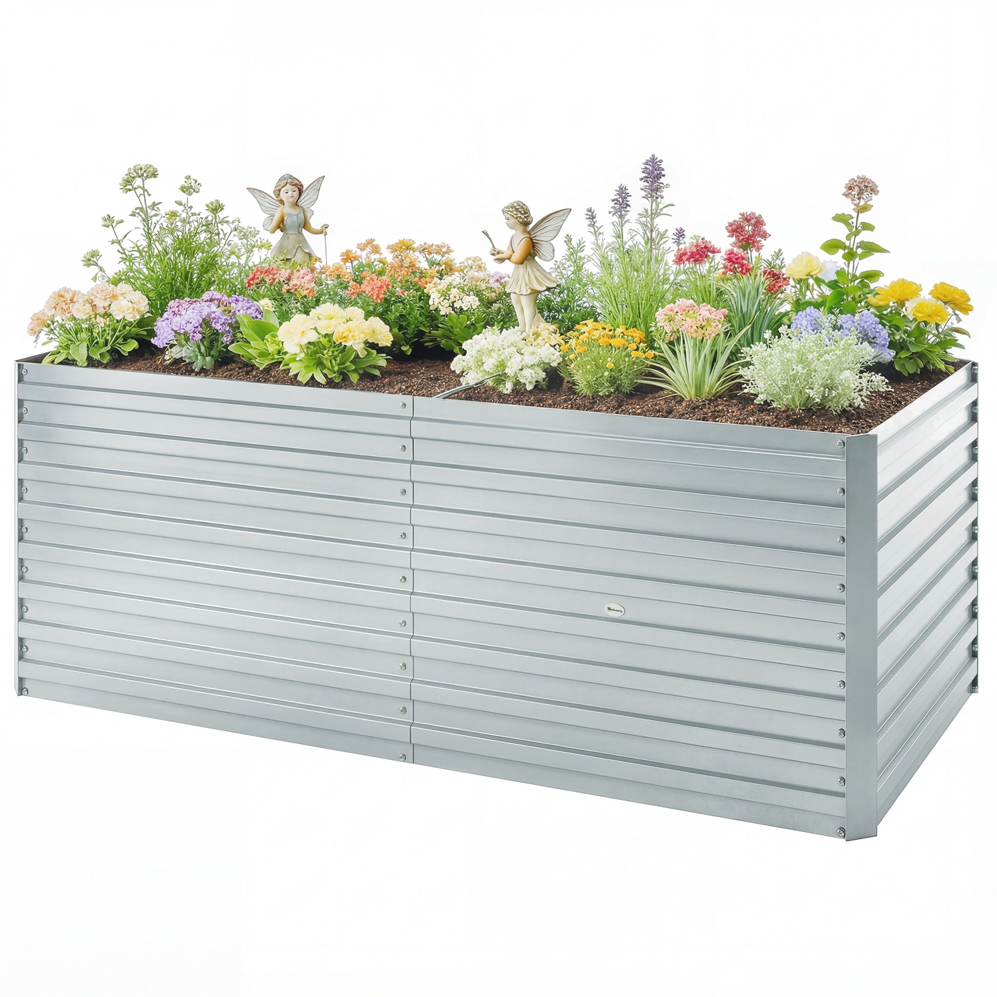 5' x 3' x 2' Raised Garden Bed, Galvanized Planter Box for Growing Flowers, Herbs and Vegetables, Silver