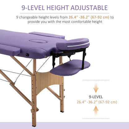 Height Adjustable Professional Salon Spa Facial Couch Bed, Portable Folding Massage Table, Purple