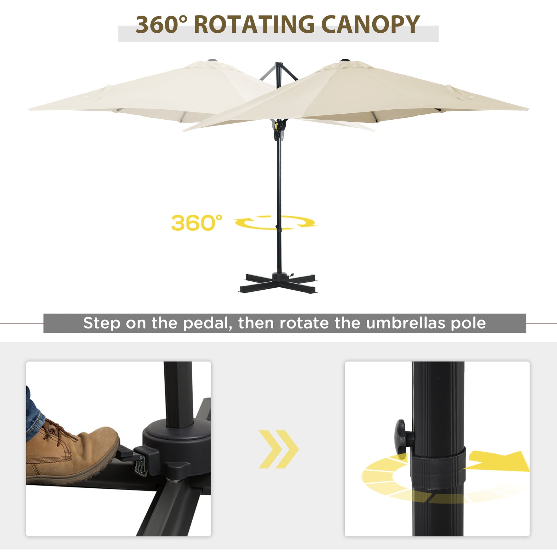 8' x 8' Square Patio Hanging Offset Umbrella with 360° Rotation, Aluminum Outdoor Cantilever Parasol with Crank & Tilt, 