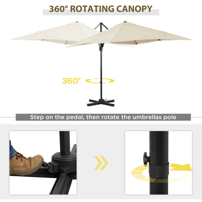 8' x 8' Square Patio Hanging Offset Umbrella with 360° Rotation, Aluminum Outdoor Cantilever Parasol with Crank & Tilt, 