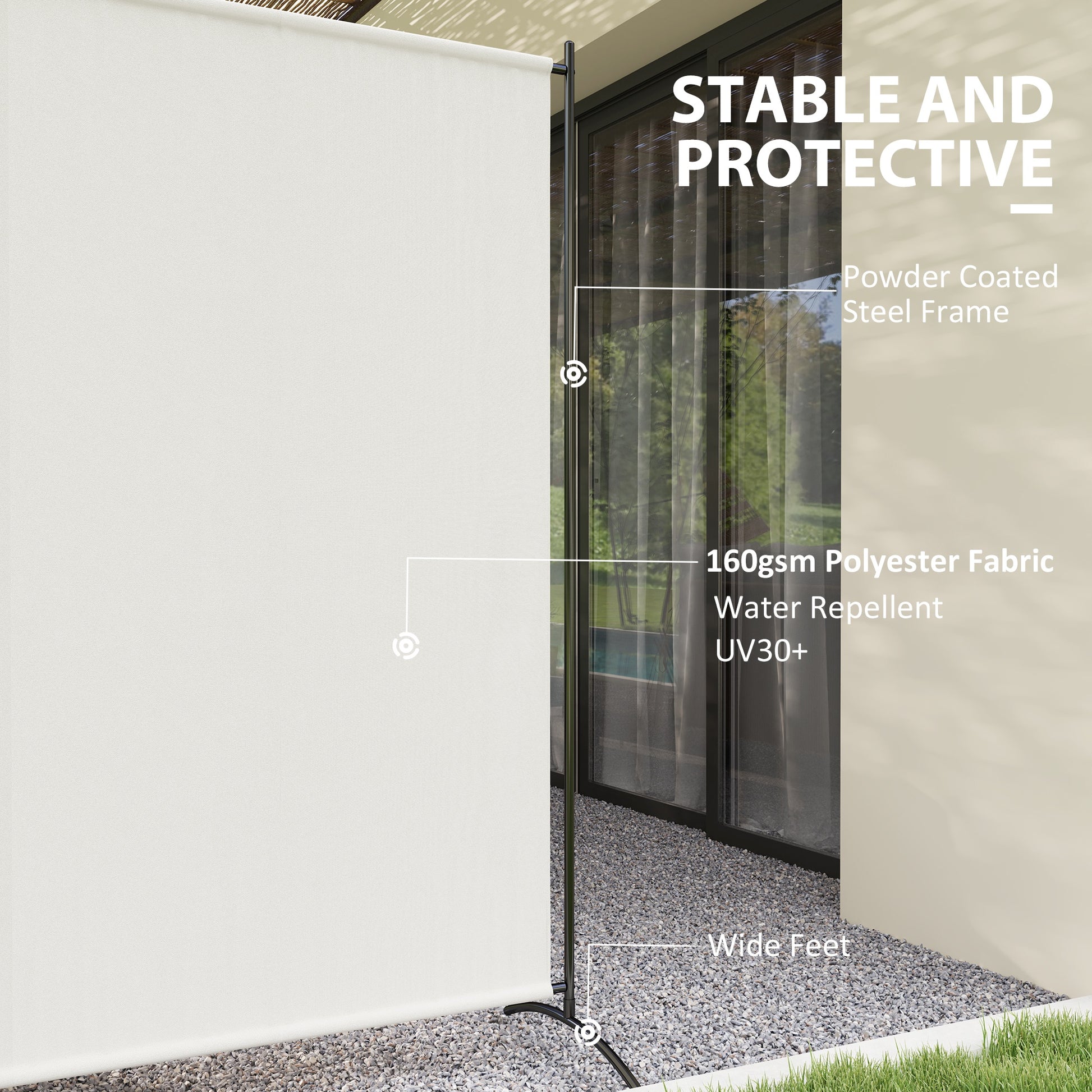 Single Panel Room Divider, UV30+ Privacy Screen, Indoor Outdoor Privacy Panel with Stable Base, Beige