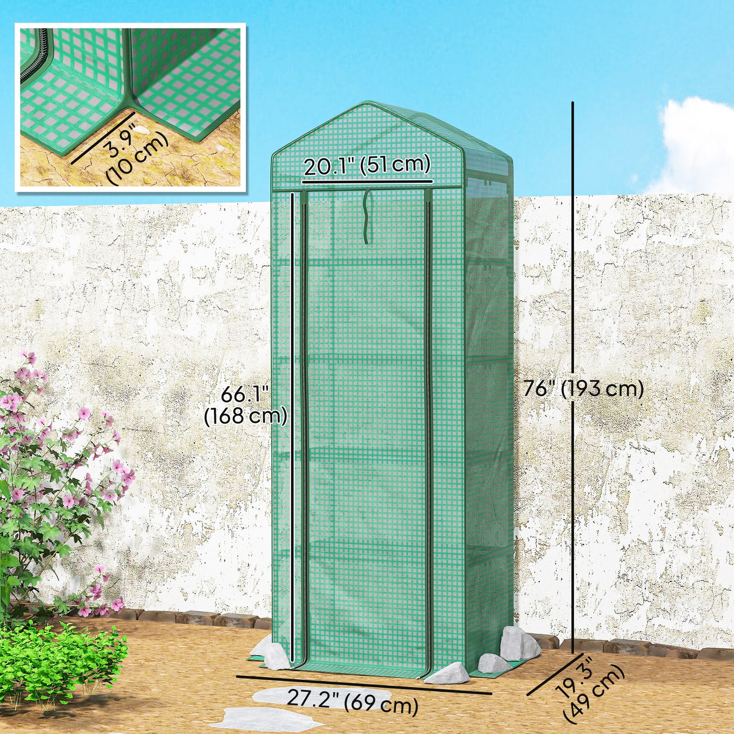 5 Tier Mini Greenhouse, Portable Outdoor Flower Stand with Shelf Clips, Indoor Greenhouse with Steel Frame, Transparent,
