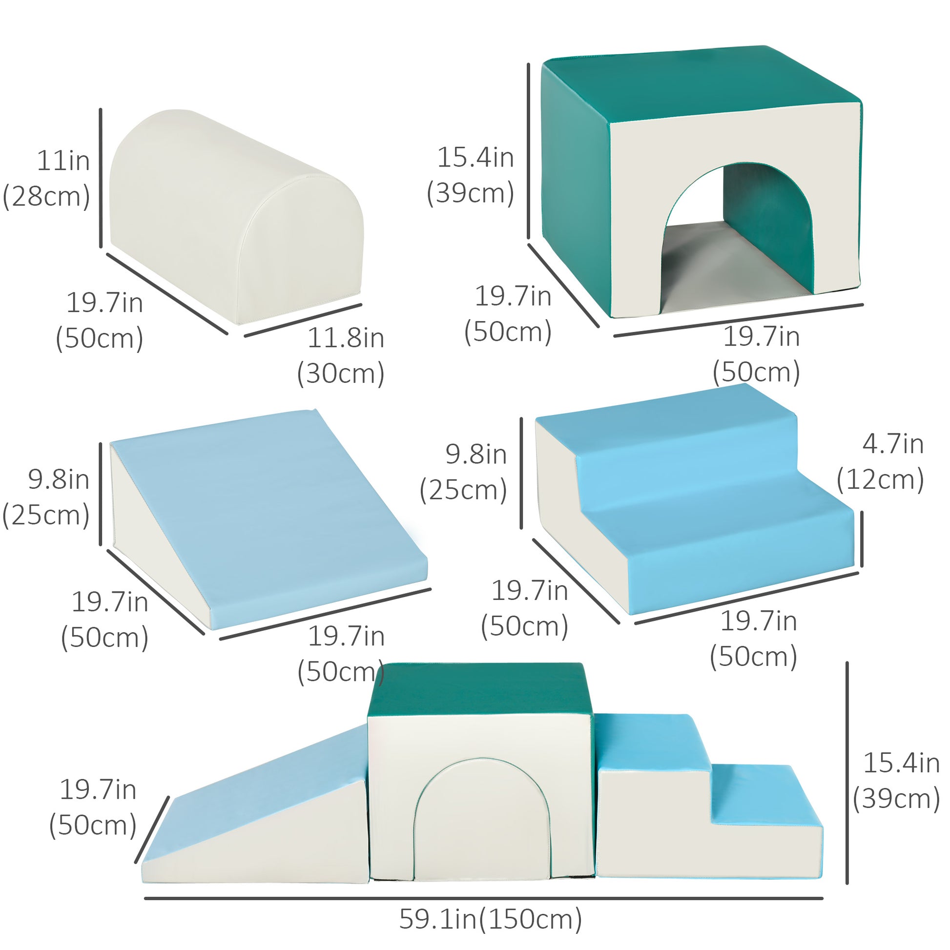 Qaba Foam Climbing Blocks for Toddlers, Kids Modular Play Set for Baby Children, Soft Play Equipment for Crawling Slidin