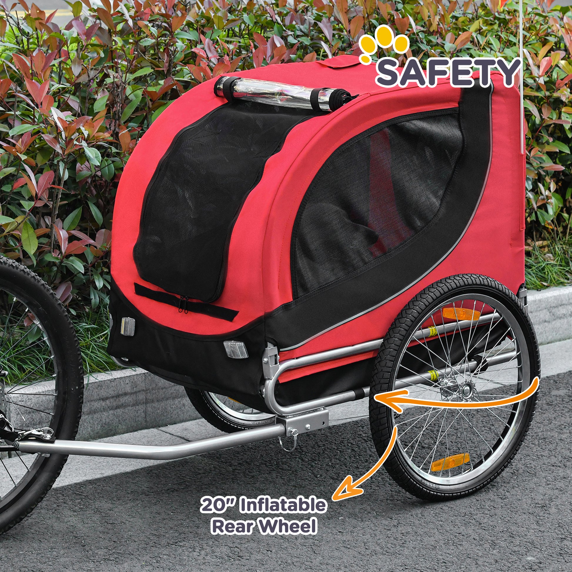 VarietyKart Dog Bike Trailer, Pet Cart Bicycle, Wagon Cargo Carrier Attachment with Hitch, Reflectors, Flag for Small Me