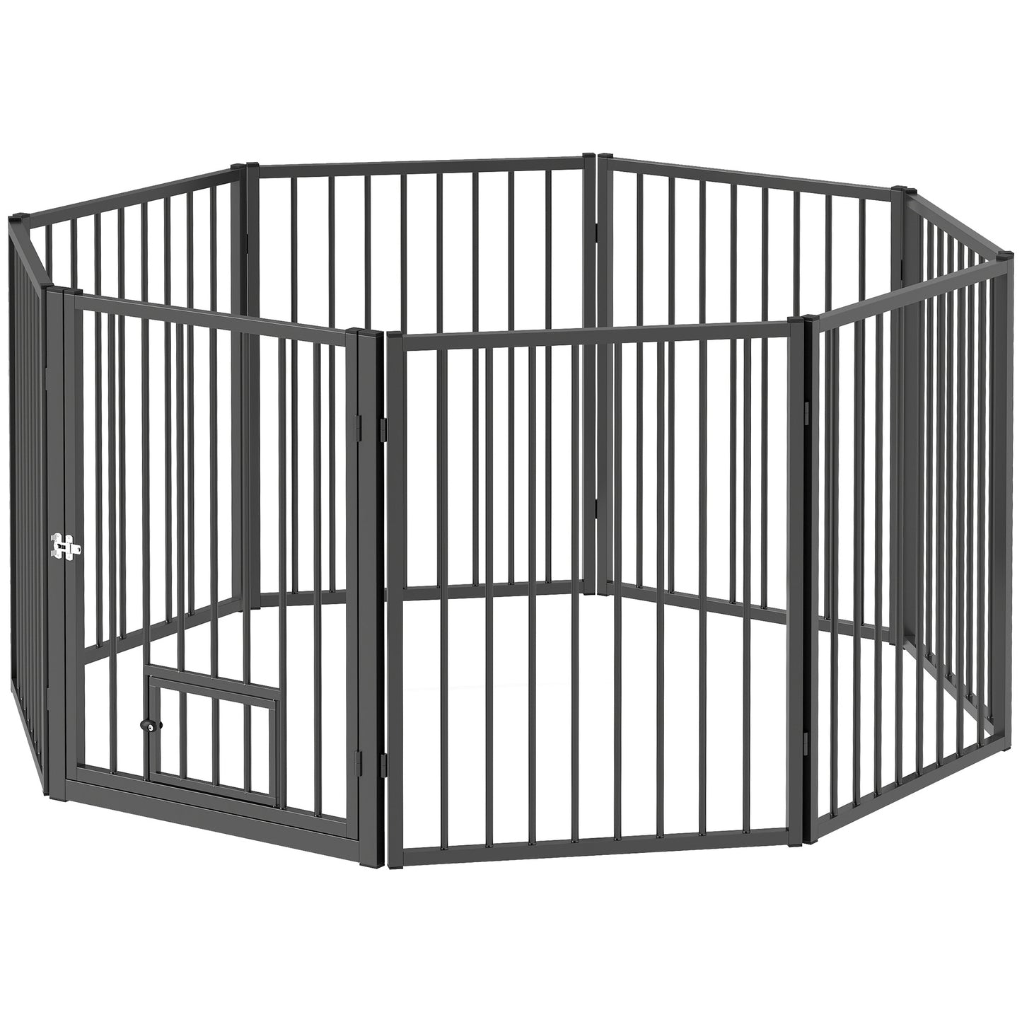 8 Panels Dog Playpen, Foldable Portable Pet Playpen with Door, for Small & Medium Dogs, 30"H