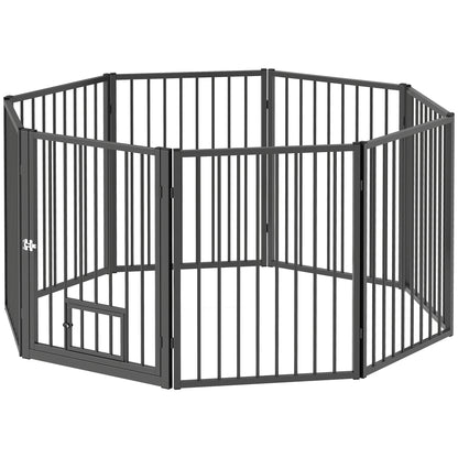 8 Panels Dog Playpen, Foldable Portable Pet Playpen with Door, for Small & Medium Dogs, 30"H