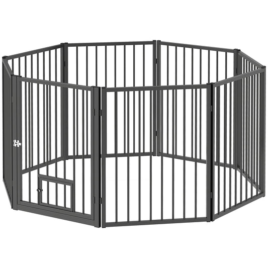 8 Panels Dog Playpen, Foldable Portable Pet Playpen with Door, for Small & Medium Dogs, 30"H