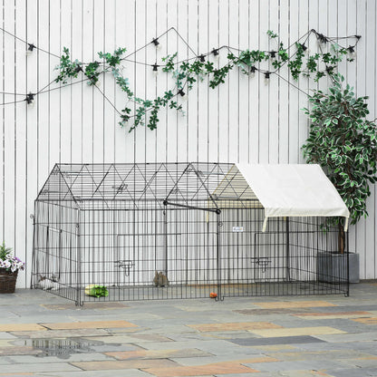Pet Playpen with Roof, Metal Guinea Pig Cage, Rabbit Pen, Chicken Coop Run, Catio Cat Enclosure with Cover, Doors, Indoo