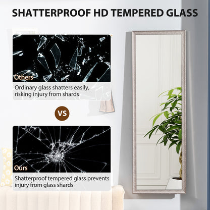 64" x 21" Rectangular Full Length Mirror with Frame, Free Standing, Wall Mounted or Leaning, Gunmetal Silver