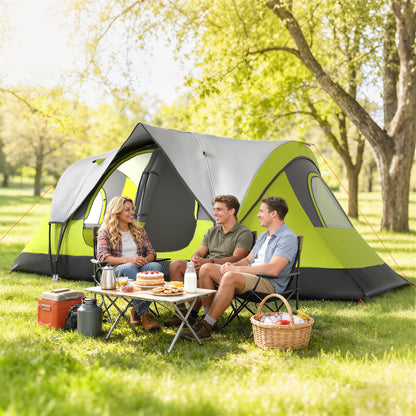 Camping Tent for 6 Man with 2000mm Waterproof Rainfly and Carry Bag for Fishing Hiking Festival, Green