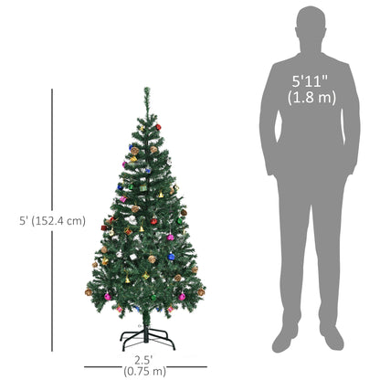 4.9ft Green Christmas Tree Artificial Xmas Holidays Party with Decoration Ornament