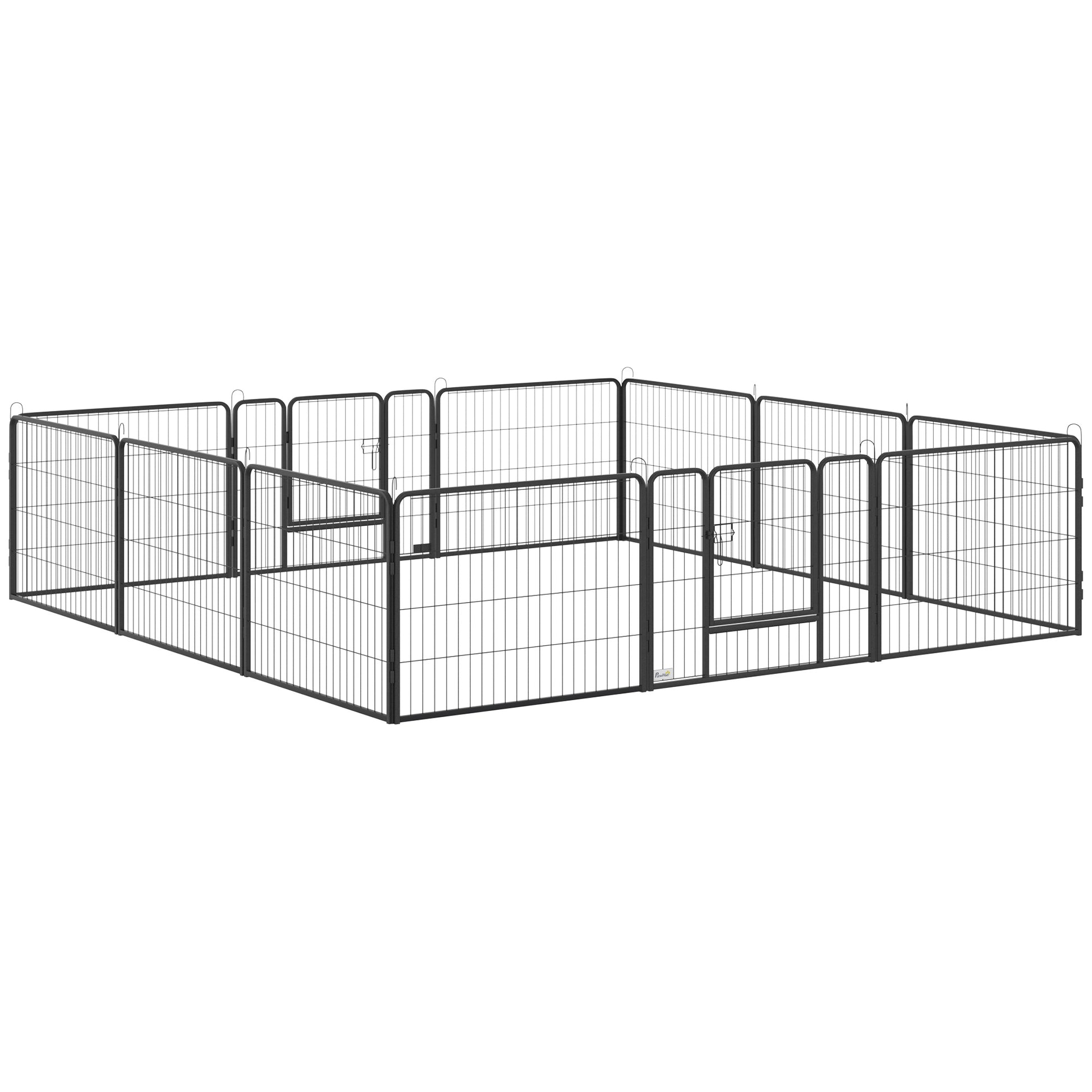 Dog Playpen, 31.5"W Heavy-Duty Metal Puppy Play Pen, Pet Exercise Fences for Outside and Indoor, DIY Design with Door fo
