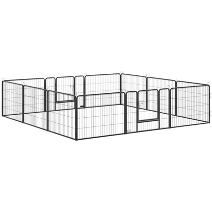 Dog Playpen, 31.5"W Heavy-Duty Metal Puppy Play Pen, Pet Exercise Fences for Outside and Indoor, DIY Design with Door fo