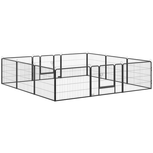 Dog Playpen, 31.5"W Heavy-Duty Metal Puppy Play Pen, Pet Exercise Fences for Outside and Indoor, DIY Design with Door fo
