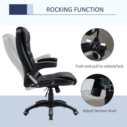 Executive Chair PU Leather Recliner Office Chair, with Swivel Wheels, Arm, Adjustable Height, High Back, Black