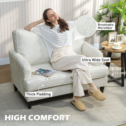 Modern Accent Chair, Leathaire Armchair with Turned Legs and Wide Seat, Single Sofa for Bedroom, Living Room, Cream Whit