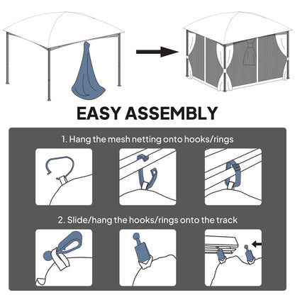 Replacement Mosquito Netting for Gazebo 12' x 12' Black Screen Walls for Canopy with Zippers, Beige