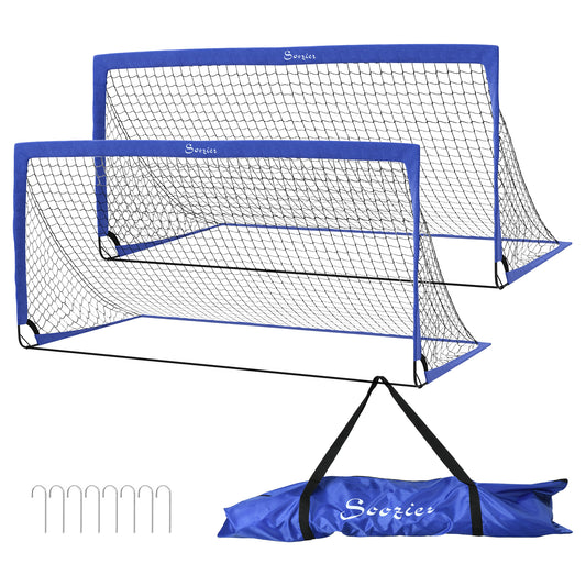 Soozier 6' x 3' Set of 2 Soccer Nets for Backyard, Portable Soccer Goal for Practice with Carry Bag