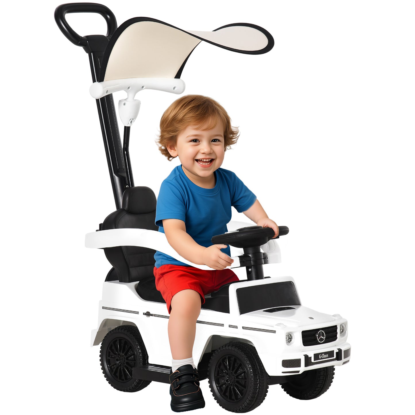 VarietyKart Mercedes-Benz G350 Licensed Push Car, 3-in-1 Toddler Sliding Car with Horn, Steering, Foot Rest, Seat Storag