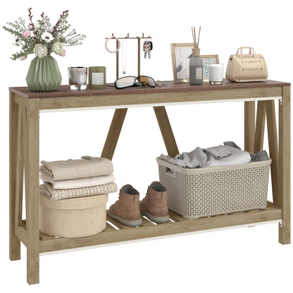 52" Console Table, Farmhouse Narrow Entryway Table with Storage Shelf, Rustic Sofa Table with Anti-tipper for Living Roo