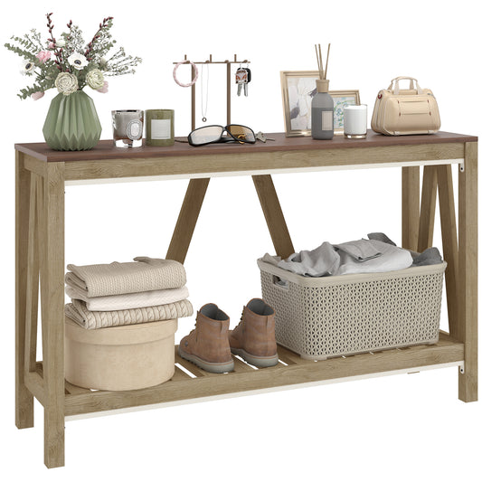 52" Console Table, Farmhouse Narrow Entryway Table with Storage Shelf, Rustic Sofa Table with Anti-tipper for Living Roo
