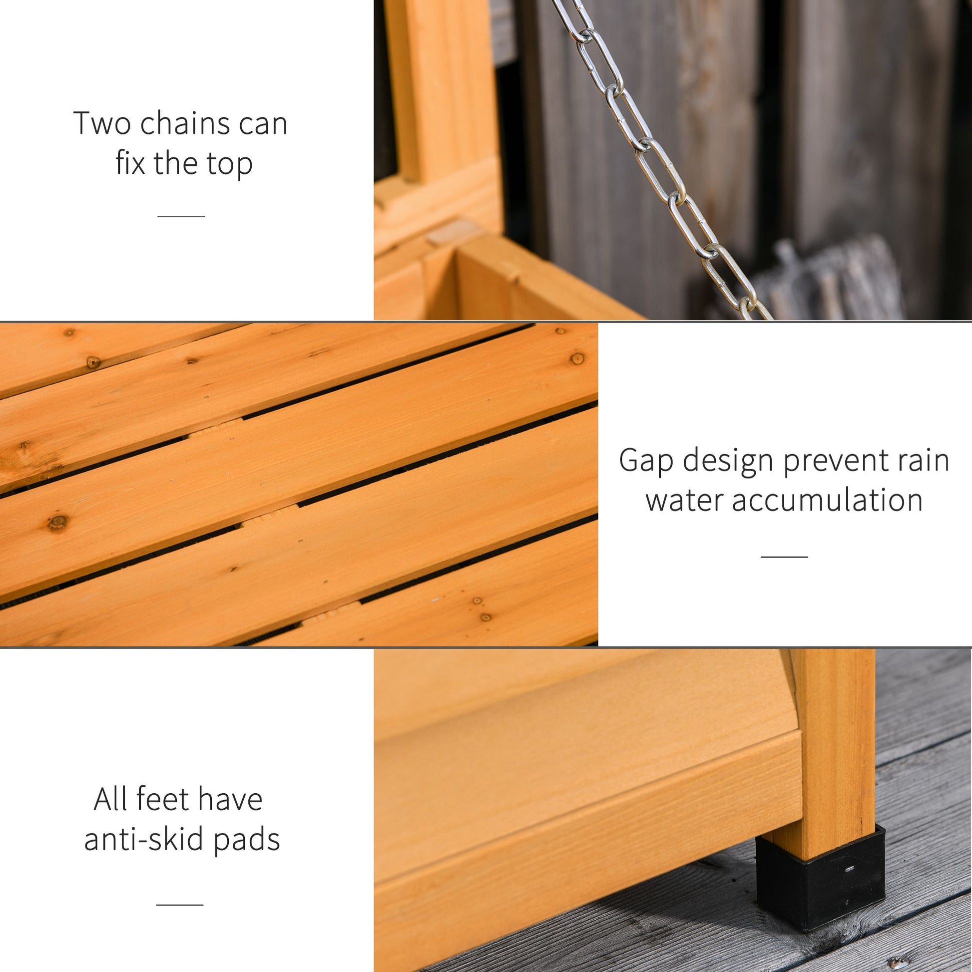 75 Gallon Wooden Storage Box patio Deck Box Bench, Garden Backyard Outdoor Storage Container with Aerating Gap & Weather