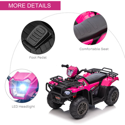 VarietyKart 12V Kids ATV Quad, 4 Wheeler Battery Powered Electric Vehicle with Music MP3, Headlights, High Low Speed, Tr