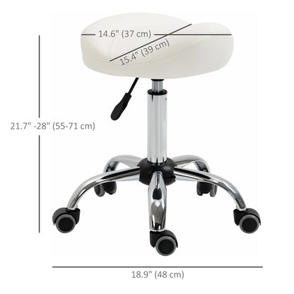 Ergonomic Saddle Stool with Wheels, Adjustable PU Leather Saddle Chair, 360° Swivel, NO Back Pain, Healthy Posture, Salo
