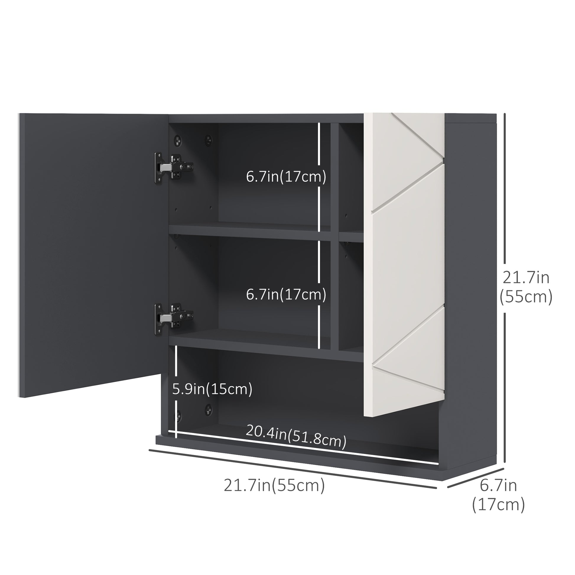 Medicine Cabinet, Wall Mounted Bathroom Mirror Cabinet with Mirrored Door, Adjustable Shelf and Soft Close Mechanism, Li
