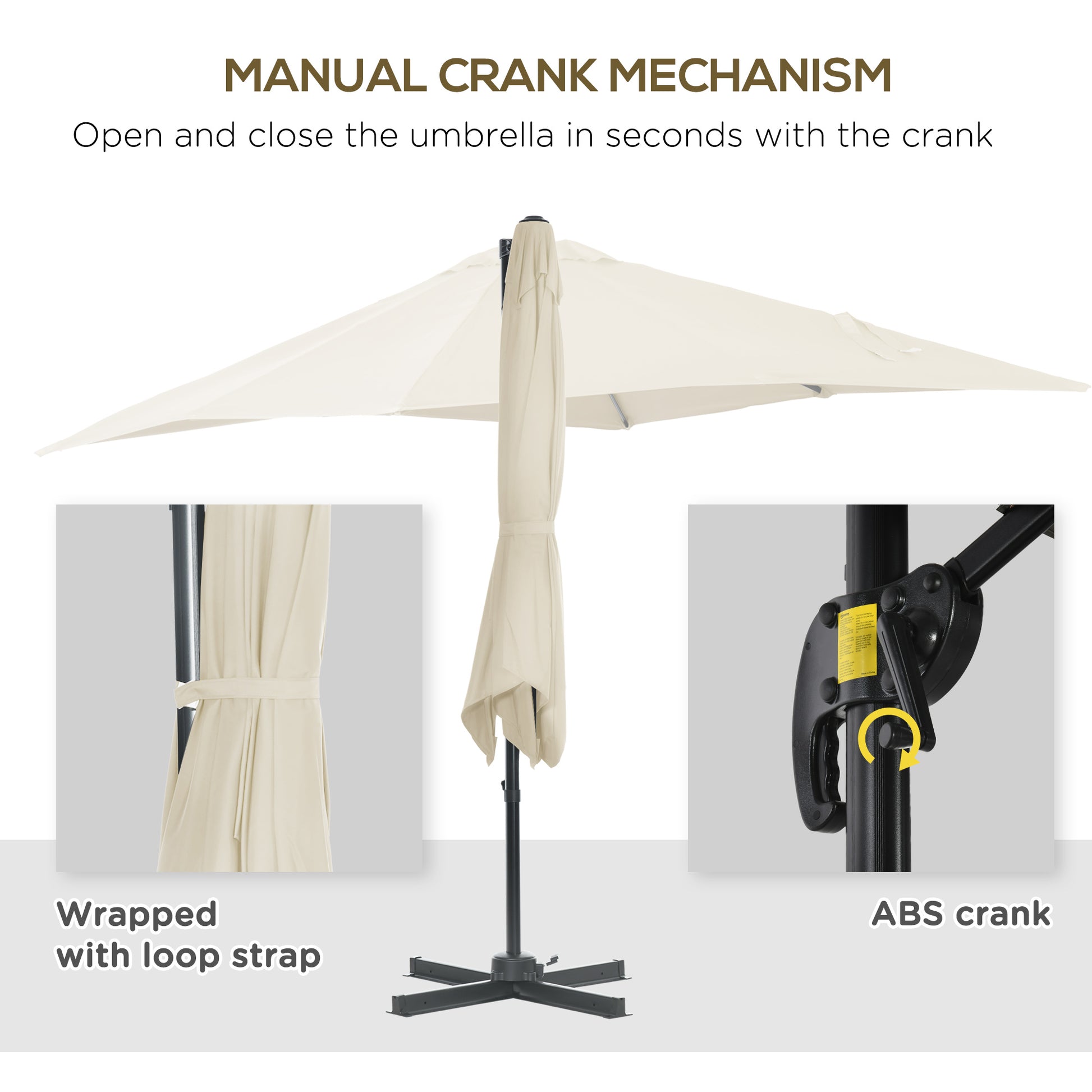 8' x 8' Square Patio Hanging Offset Umbrella with 360° Rotation, Aluminum Outdoor Cantilever Parasol with Crank & Tilt, 