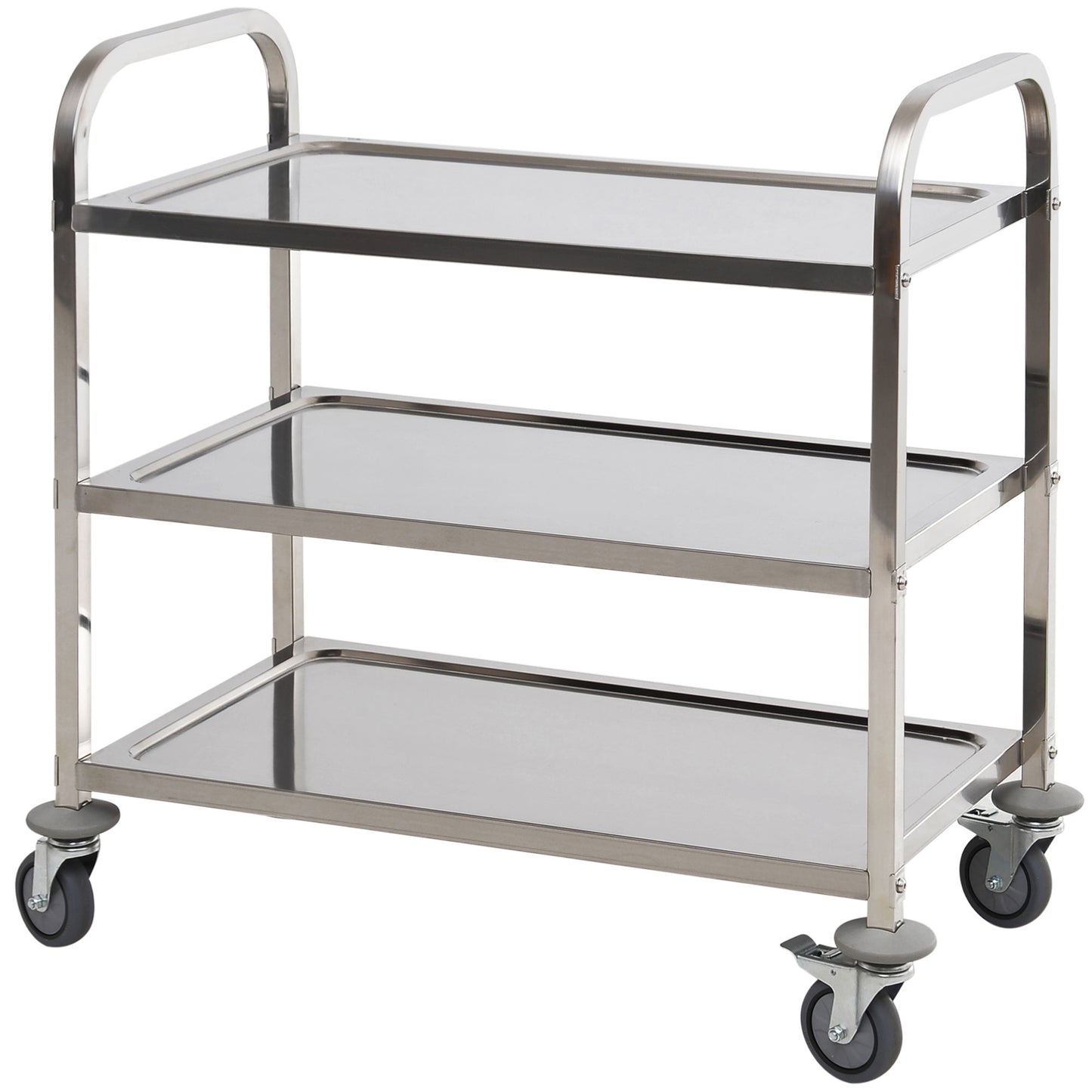35.6" 3-Tier Kitchen Trolley Medical Treatment Laboratory Equipment Carts, Stainless Steel Rolling Kitchen Island, Wheel