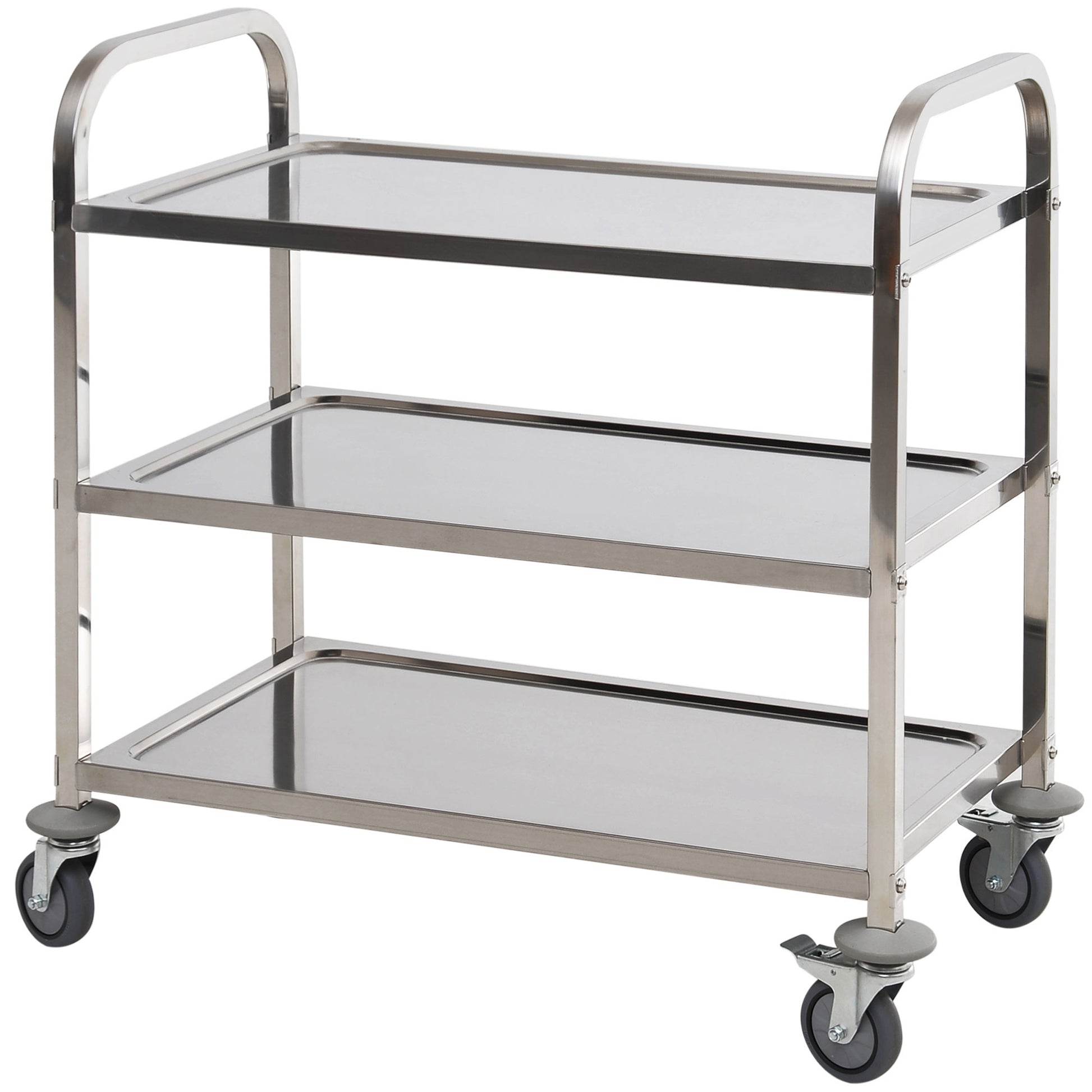 35.6" 3-Tier Kitchen Trolley Medical Treatment Laboratory Equipment Carts, Stainless Steel Rolling Kitchen Island, Wheel