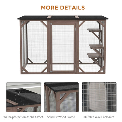71"L Catio Outdoor Cat Enclosure, Indoor Cat Cage, Pet House, Small Animal Hutch for 1-2 Rabbit, Kitten, Kitty Crate Ken