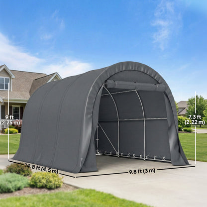 10' x 15' Heavy Duty Carport, Portable Garage Car Canopy Tent Shelter with Reinforced Galvanized Frame, Dark Grey