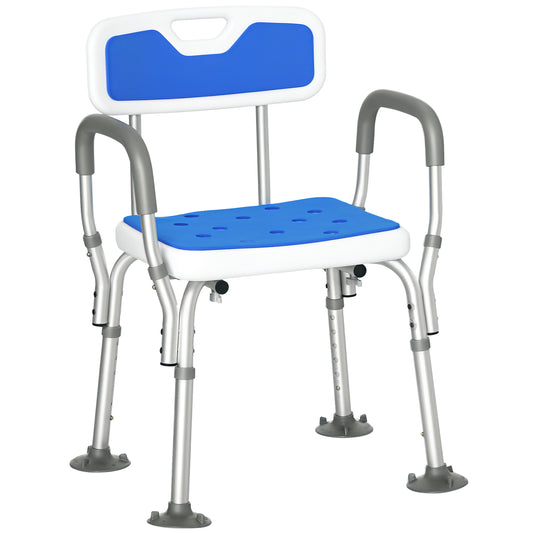 Adjustable Shower Chair with Arms and Back, Bath Chair with Regular Seat, Anti-slip Shower Bench for Seniors and Disable
