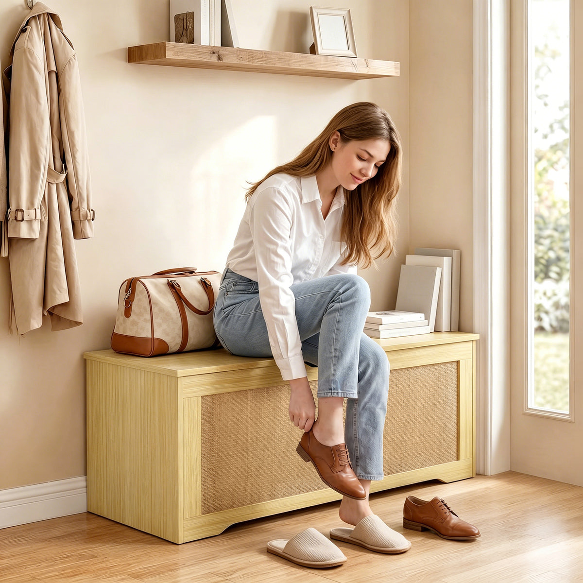 Storage Chest with Lift Top Storage Chest with Safety Hinges 39.4" Oak
